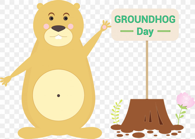 Groundhog Day, PNG, 3000x2142px, Groundhog, Animal Figure, Bear, Brown Bear, Cartoon Download Free