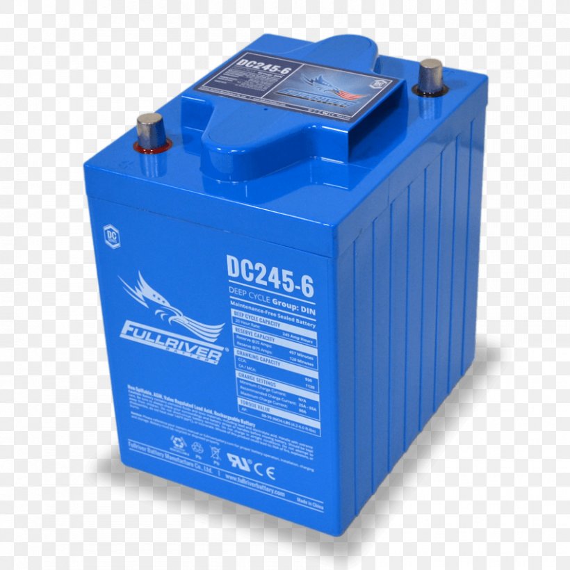 Electric Battery Deep-cycle Battery Fullriver DC224-6 AGM Sealed 6V 224Ah Battery VRLA Battery Volt, PNG, 850x850px, Electric Battery, Ampere, Ampere Hour, Battery, Cylinder Download Free