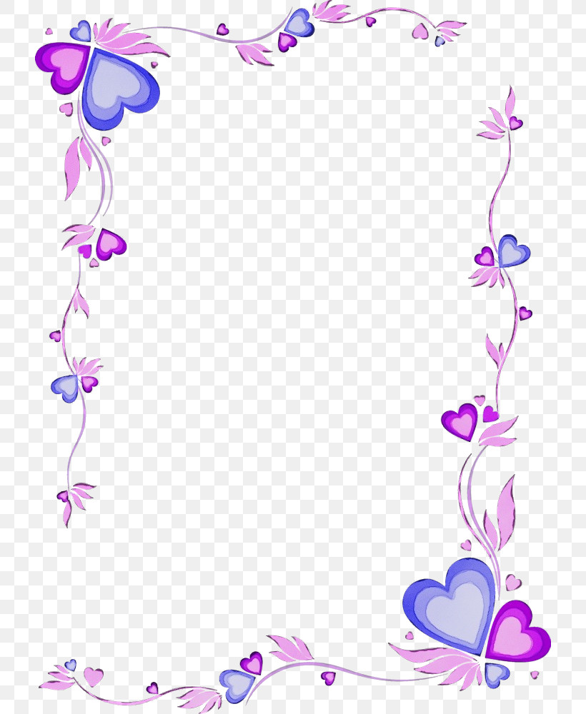 Picture Frame, PNG, 722x1000px, Watercolor, Heart, Paint, Picture Frame, Purple Download Free
