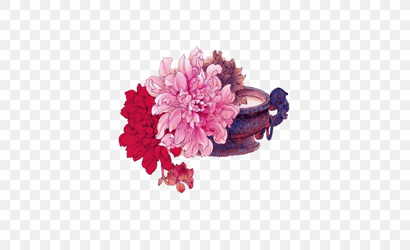 U912du4e43u73d6 Floral Design Chinese Painting, PNG, 500x500px, Floral Design, Artificial Flower, Birdandflower Painting, Chinese Painting, Cut Flowers Download Free
