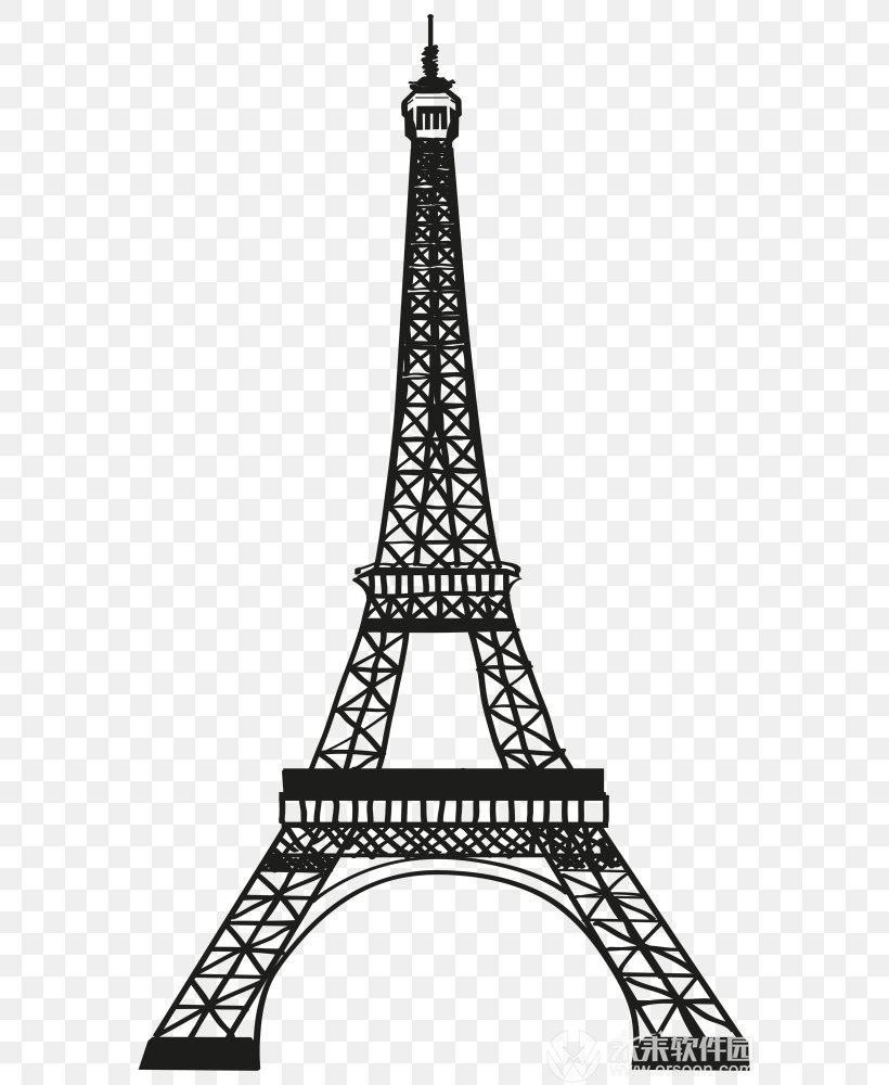 Eiffel Tower Framing Building Wall Decal Structure, PNG, 579x1000px, Eiffel Tower, Black And White, Building, Cladding, Construction Download Free