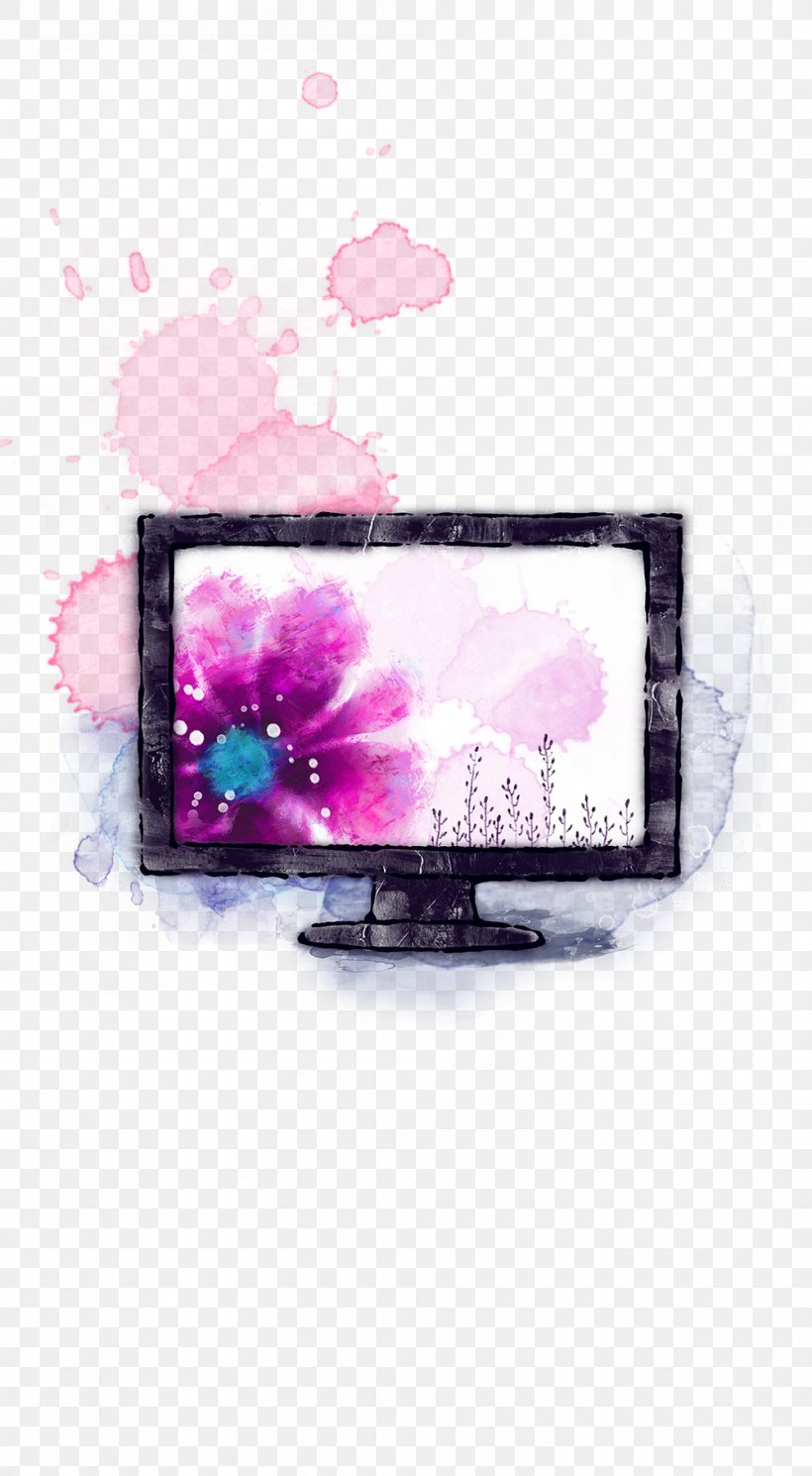 Watercolor Painting Template Television Download, PNG, 1000x1818px, Watercolor Painting, Computer Monitor, Magenta, Painting, Petal Download Free
