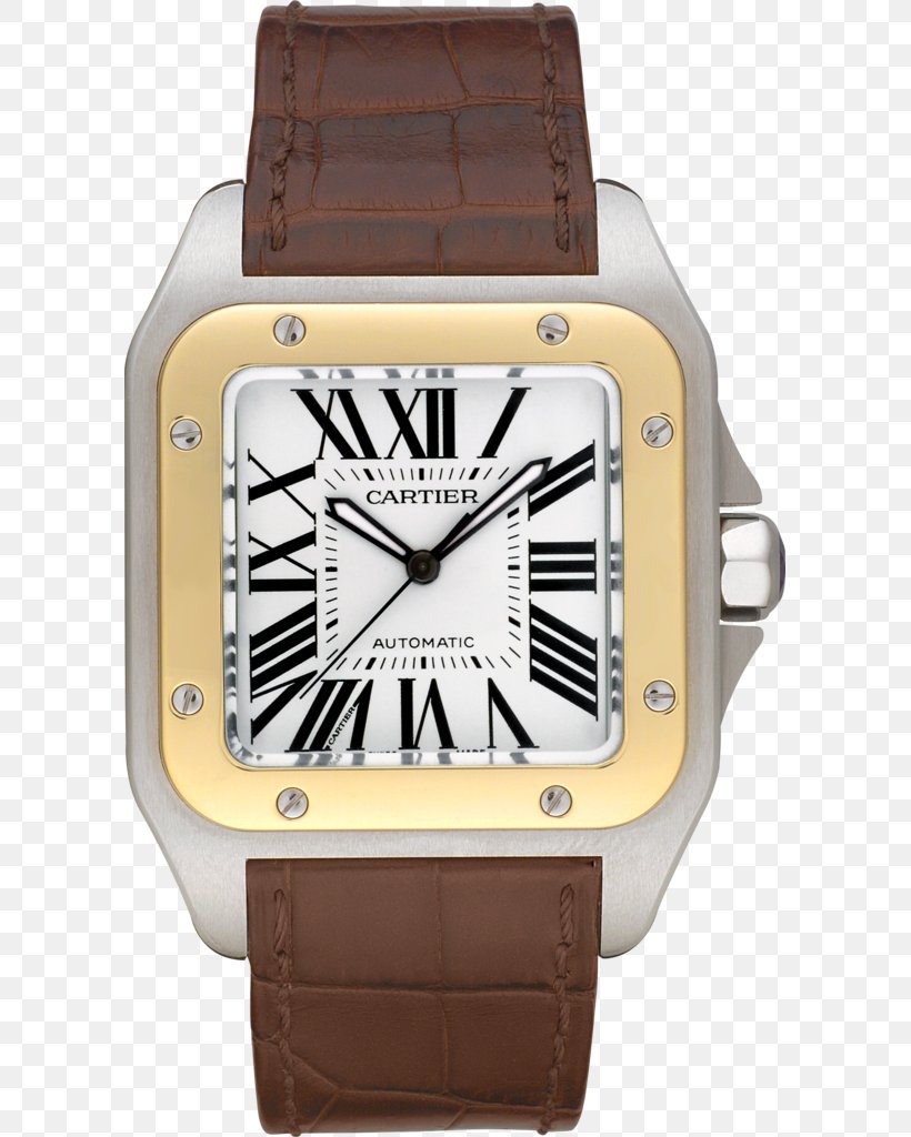 Cartier Santos 100 Automatic Watch, PNG, 595x1024px, Cartier, Alberto Santosdumont, Automatic Watch, Beige, Brand Download Free