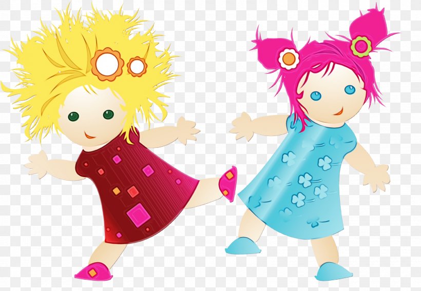 Cartoon Doll Child Art Happy, PNG, 1600x1108px, Watercolor, Cartoon, Child Art, Doll, Happy Download Free