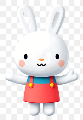 Cute Cartoon Miffy - Happy Bunny In Red Dress PNG