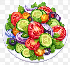 Vegetable Salad - Plate Of Colorful Fresh Salad PNG