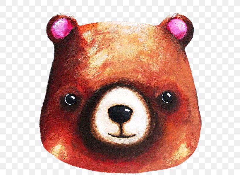Brown Bear Painting Canvas Print, PNG, 600x600px, Watercolor, Cartoon, Flower, Frame, Heart Download Free