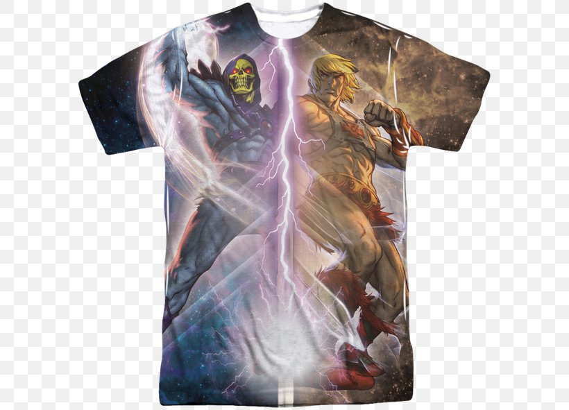T-shirt He-Man Skeletor Masters Of The Universe Crew Neck, PNG, 600x591px, Tshirt, Castle Grayskull, Clothing, Costume, Crew Neck Download Free