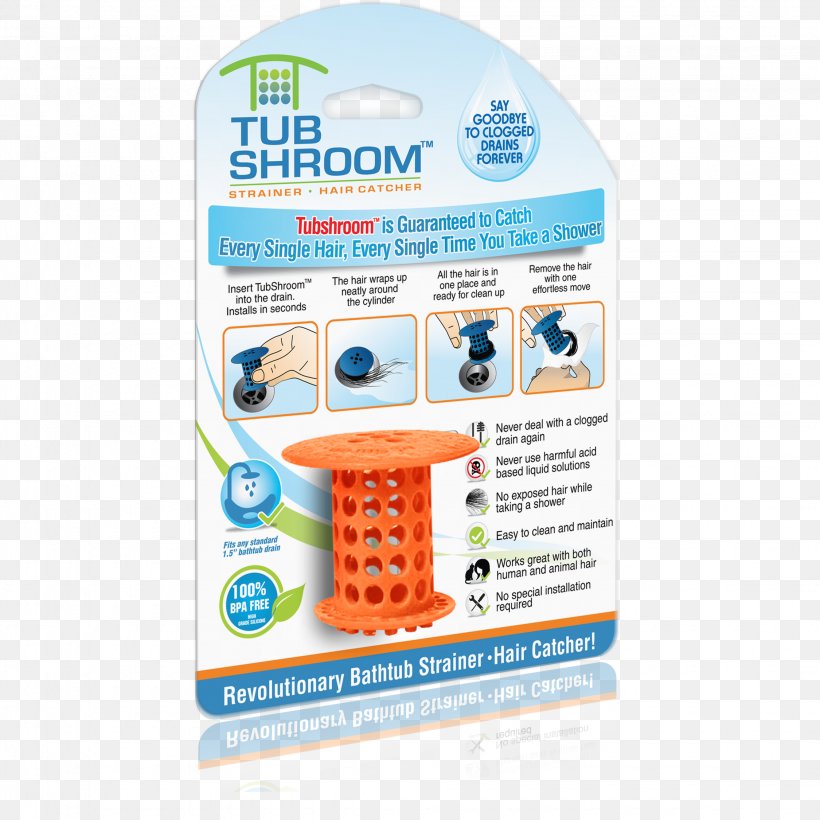 TubShroom The Revolutionary Tub Drain Protector Hair Catcher/Strainer/Snare, Blue Baths SinkShroom The Revolutionary Sink Drain Protector Hair Catcher/Strainer/Snare, PNG, 2250x2250px, Drain, Bathroom, Baths, Floor Drain, Kitchen Download Free