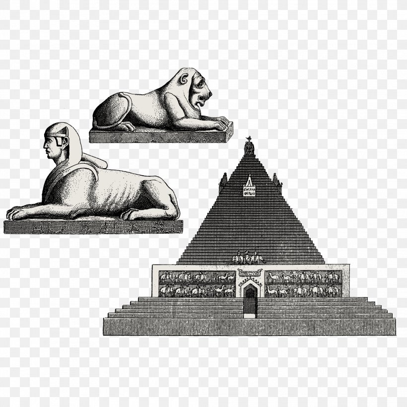 Great Sphinx Of Giza Egyptian Pyramids Illustration, PNG, 2083x2083px, Great Sphinx Of Giza, Art, Black And White, Brand, Egypt Download Free