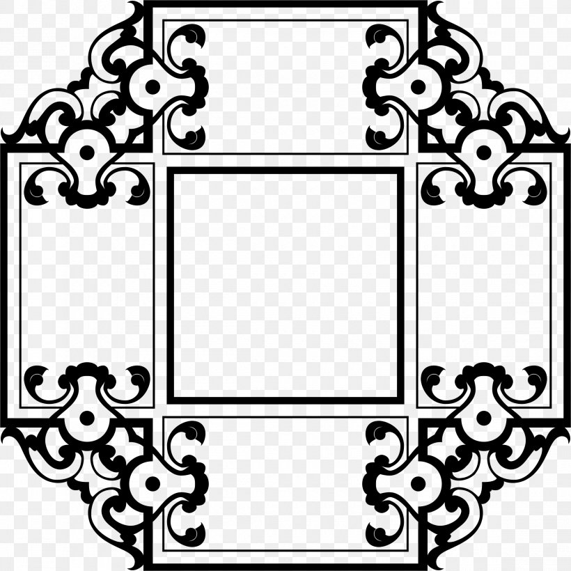 Picture Frames Photography Clip Art, PNG, 2320x2320px, Picture Frames, Area, Black, Black And White, Decorative Arts Download Free