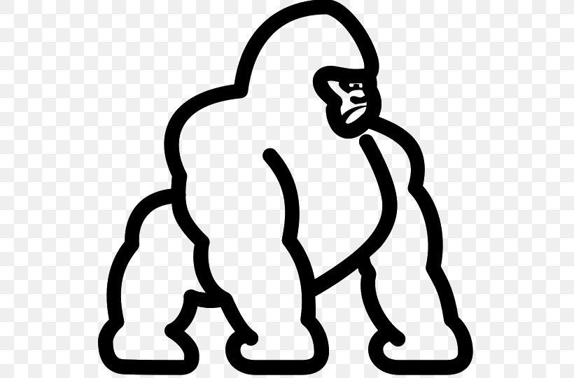 Gorilla Clip Art Vector Graphics, PNG, 540x540px, Gorilla, Blackandwhite, Coloring Book, Icon Design, Line Art Download Free