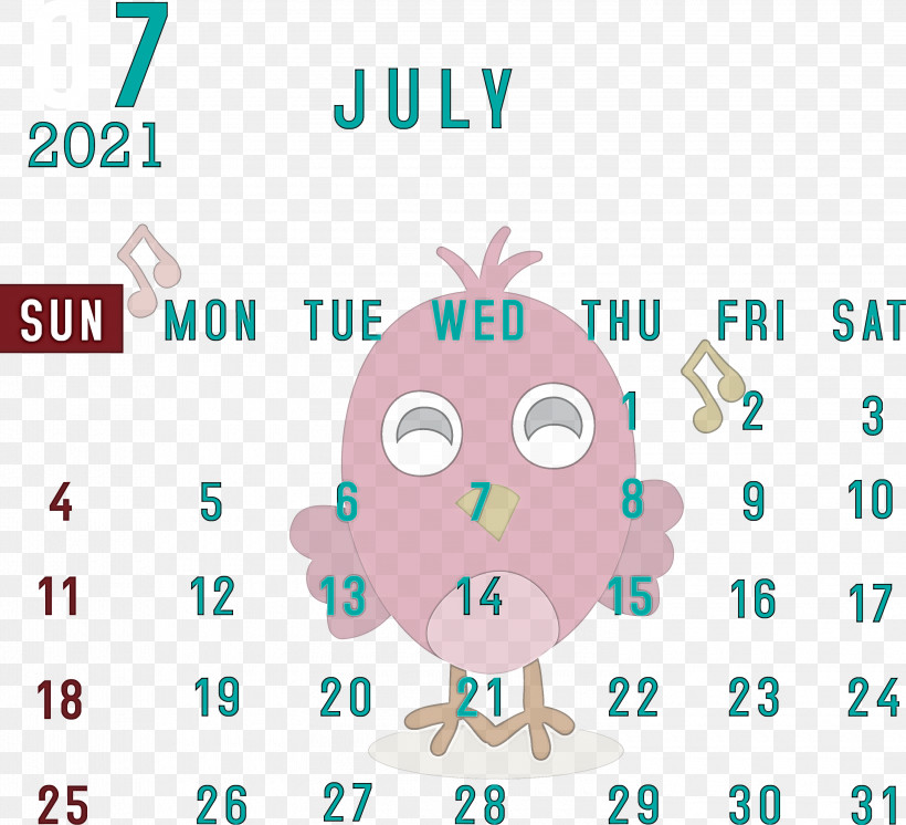 July 2021 Calendar July Calendar 2021 Calendar, PNG, 3000x2731px, 2021 Calendar, July Calendar, Behavior, Cartoon, Diagram Download Free