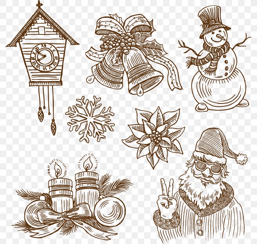 Santa Claus Christmas Decoration Illustration, PNG, 787x777px, Santa Claus, Black And White, Christmas, Christmas Card, Christmas Decoration Download Free