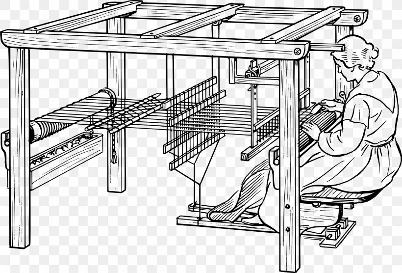 Power Loom Weaving Clip Art, PNG, 2400x1628px, Loom, Black And White, Drawing, Engineering, Furniture Download Free