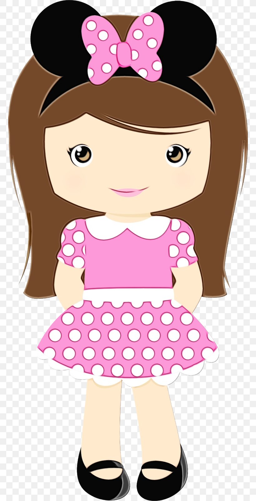 Polka Dot, PNG, 768x1600px, Watercolor, Brown Hair, Cartoon, Child, Doll Download Free