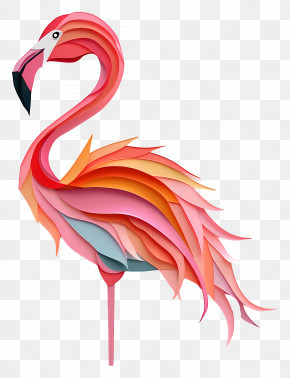 Flamingo Silhouette - Colorful Tropical Flamingo PNG