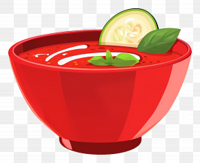 Gazpacho - Illustration Of Red Bowl With Soup And Garnish PNG