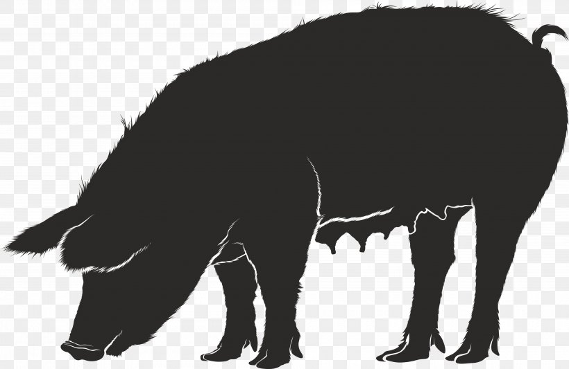 Guinea Pig Domestic Pig Silhouette Clip Art, PNG, 4000x2603px, Guinea Pig, Bison, Black And White, Cattle Like Mammal, Domestic Pig Download Free