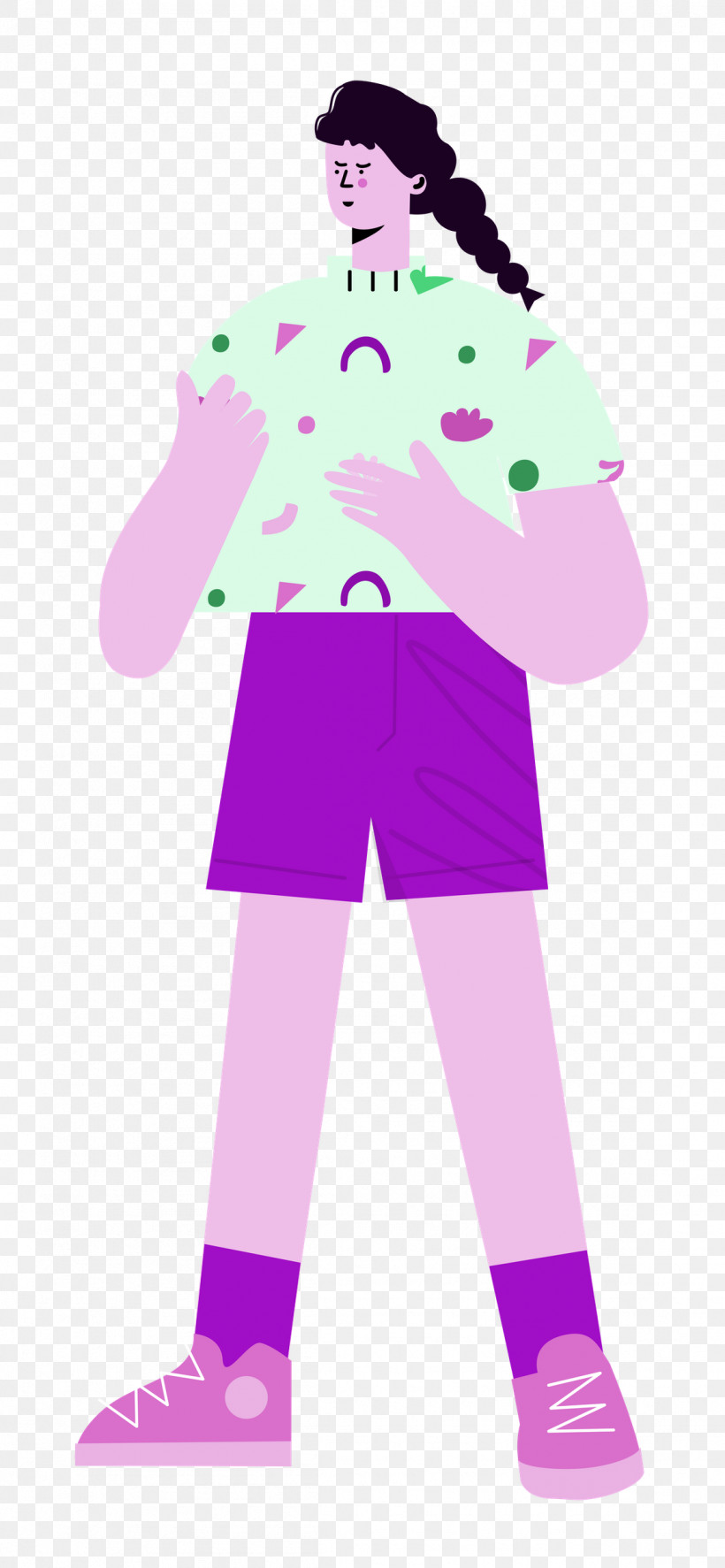Standing Shorts Woman, PNG, 1156x2500px, Standing, Character, Costume, Headgear, Lavender Download Free