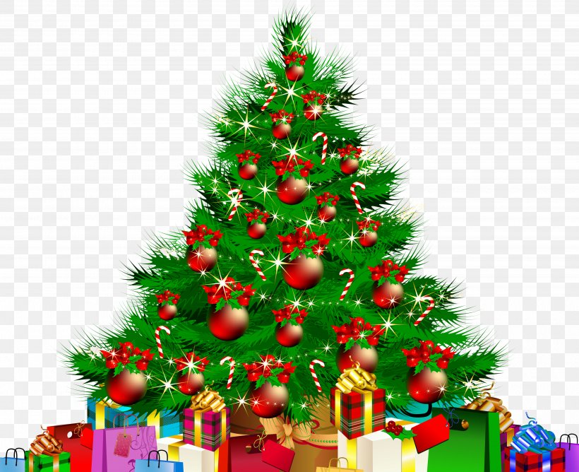 Christmas Tree Santa Claus Clip Art, PNG, 4000x3263px, Christmas Tree, Artificial Christmas Tree, Christmas, Christmas Decoration, Christmas Ornament Download Free