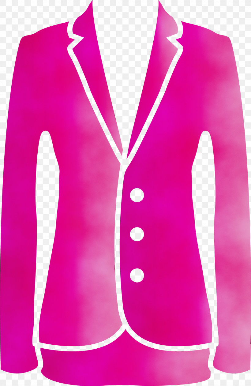 Clothing Outerwear Pink Sleeve Jacket, PNG, 1950x3000px, Watercolor, Blazer, Button, Clothing, Formal Wear Download Free