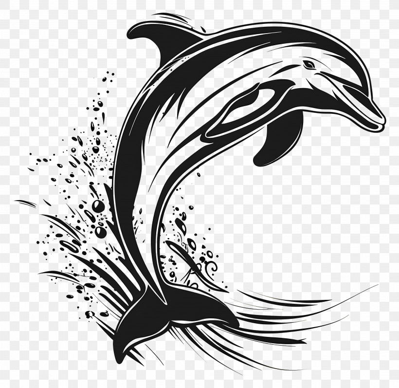 Dolphin Silhouette - Stylized Dolphin Tattoo Design PNG