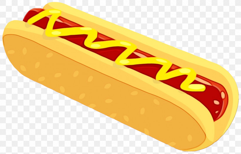 Hot Dog Finger Food Yellow, PNG, 1000x641px, Watercolor, Finger Food, Hot Dog, Paint, Wet Ink Download Free