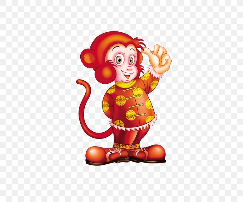 Monkey Chinese New Year, PNG, 692x681px, Monkey, Art, Chinese New Year, Clown, Fictional Character Download Free