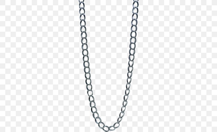 Necklace Figaro Chain Jewellery Sterling Silver, PNG, 500x500px, Necklace, Black And White, Body Jewelry, Chain, Charms Pendants Download Free