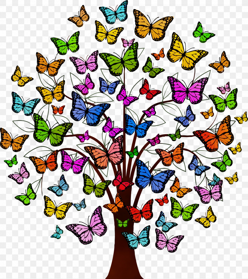 Butterfly Moths And Butterflies Plant Wildflower Pollinator, PNG, 2669x3000px, Tu Bishvat Tree, Abstract Tree, Butterfly, Cartoon Tree, Flower Download Free