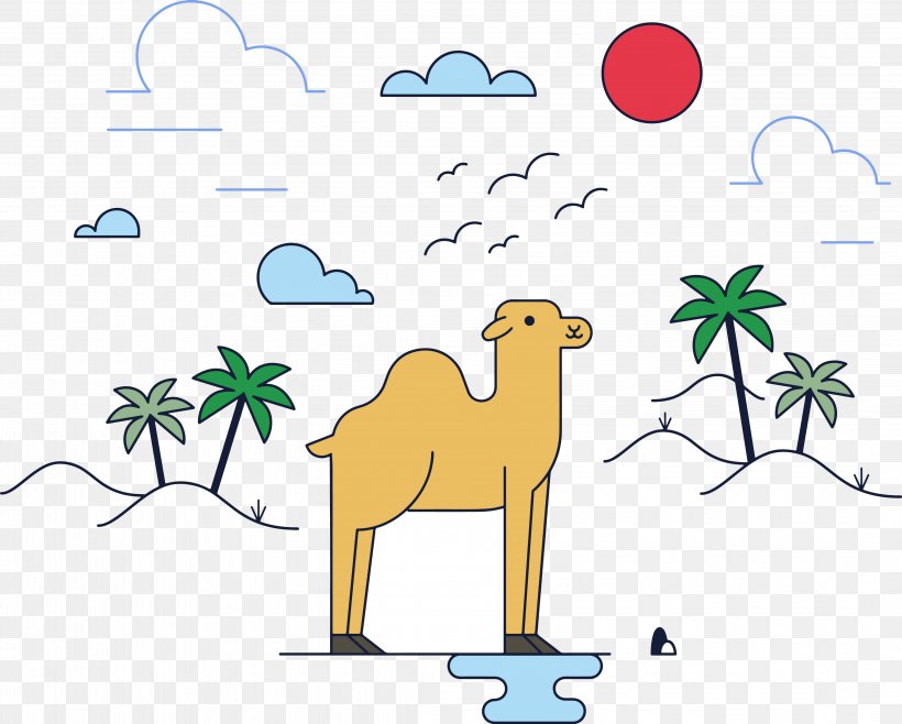 Dromedary Euclidean Vector Drawing Illustration, PNG, 4338x3482px, Dromedary, Animation, Arabian Camel, Area, Art Download Free