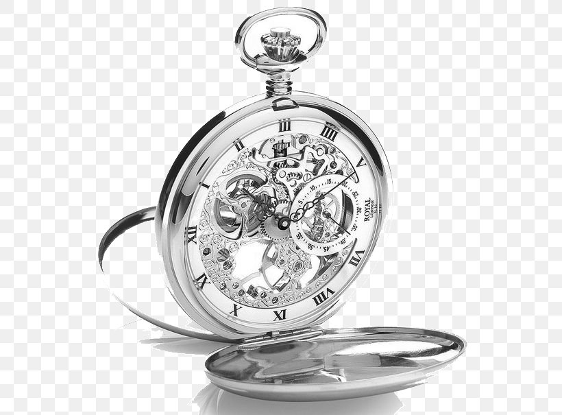 Pocket Watch Skeleton Watch Mechanical Watch, PNG, 564x605px, Pocket Watch, Automatic Watch, Black And White, Body Jewelry, Charms Pendants Download Free