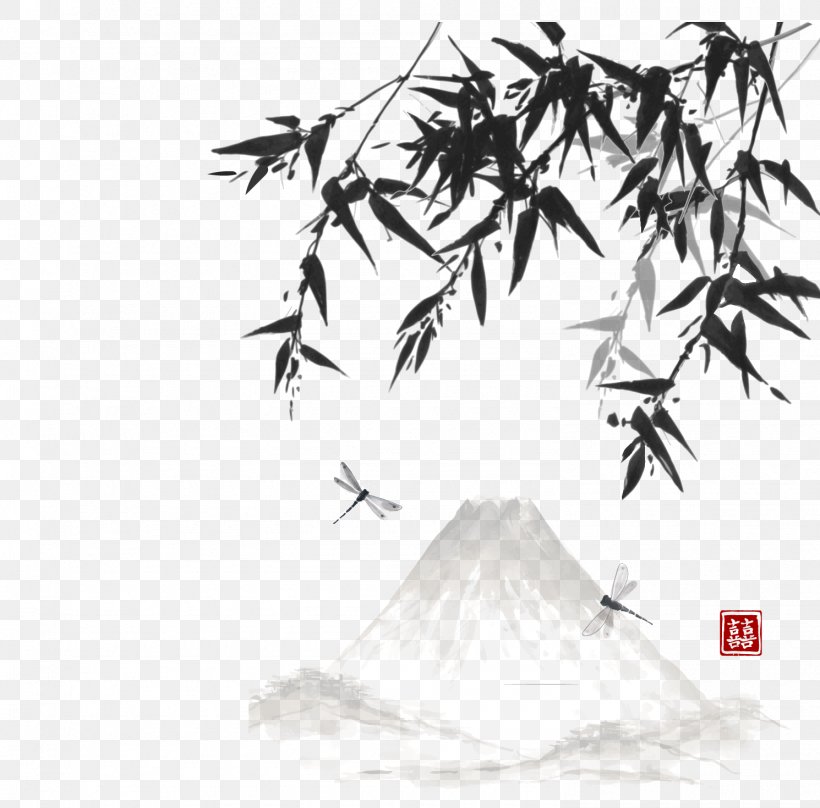 Japan Ink Wash Painting Landscape Painting, PNG, 1490x1470px, Japan, Black And White, Branch, Chinese Painting, Drawing Download Free