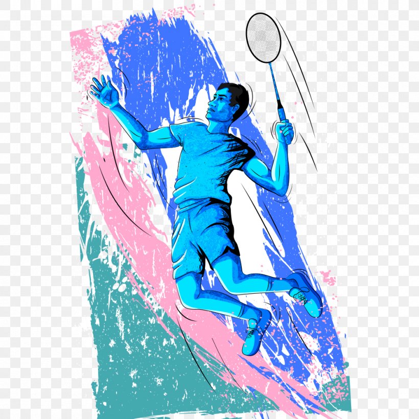 Badminton Stock Photography Illustration, PNG, 1000x1000px, Badminton, Aqua, Art, Blue, Electric Blue Download Free