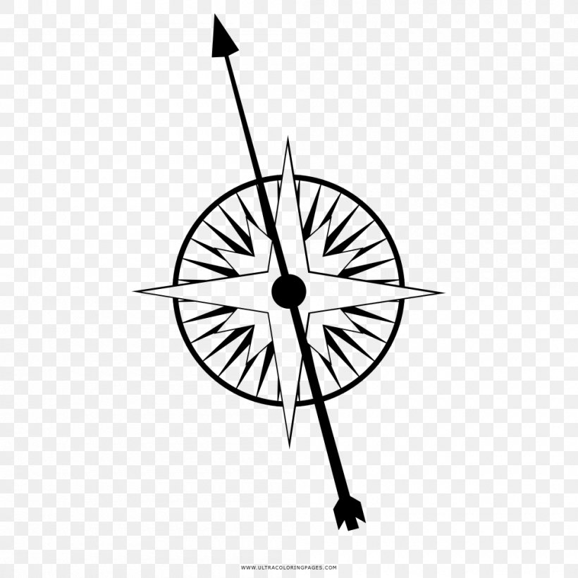 Compass Rose Cardinal Direction North Genie, PNG, 1000x1000px, Compass, Bearing, Black And White, Cardinal Direction, Compass Rose Download Free