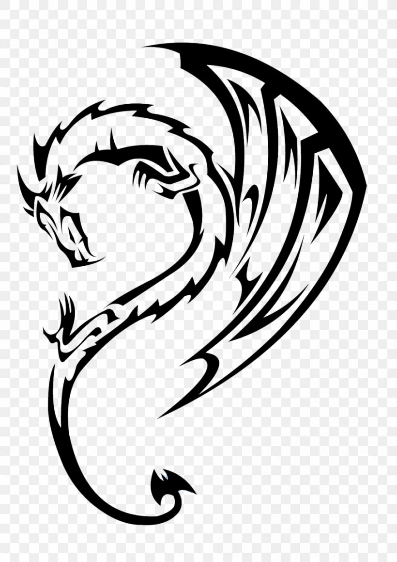 White Dragon Tattoo Tribe Clip Art, PNG, 900x1273px, Dragon, Art, Artwork, Black And White, Celtic Knot Download Free