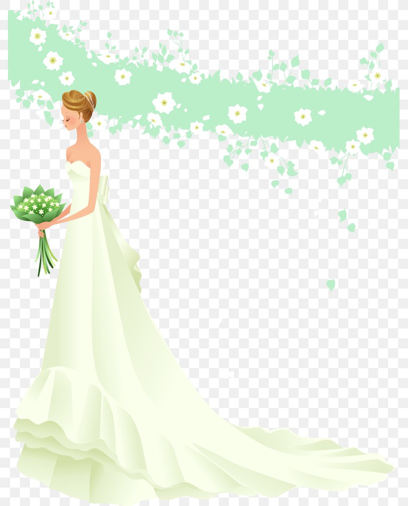 Bride Wedding Dress, PNG, 787x1017px, Watercolor, Cartoon, Flower, Frame, Heart Download Free