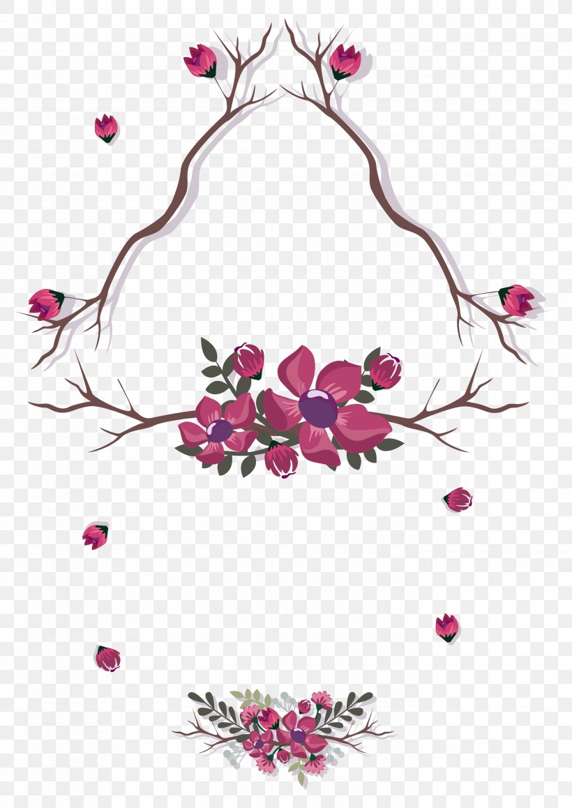 Purple Flower Tree Branches Decorative Pattern, PNG, 2790x3943px, Wedding Invitation, Blossom, Branch, Cdr, Cherry Blossom Download Free