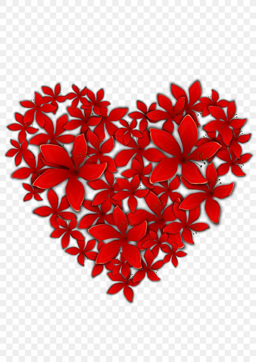 Red Heart Petal Heart Flower, PNG, 1000x1414px, Watercolor, Flower, Heart, Love, Paint Download Free