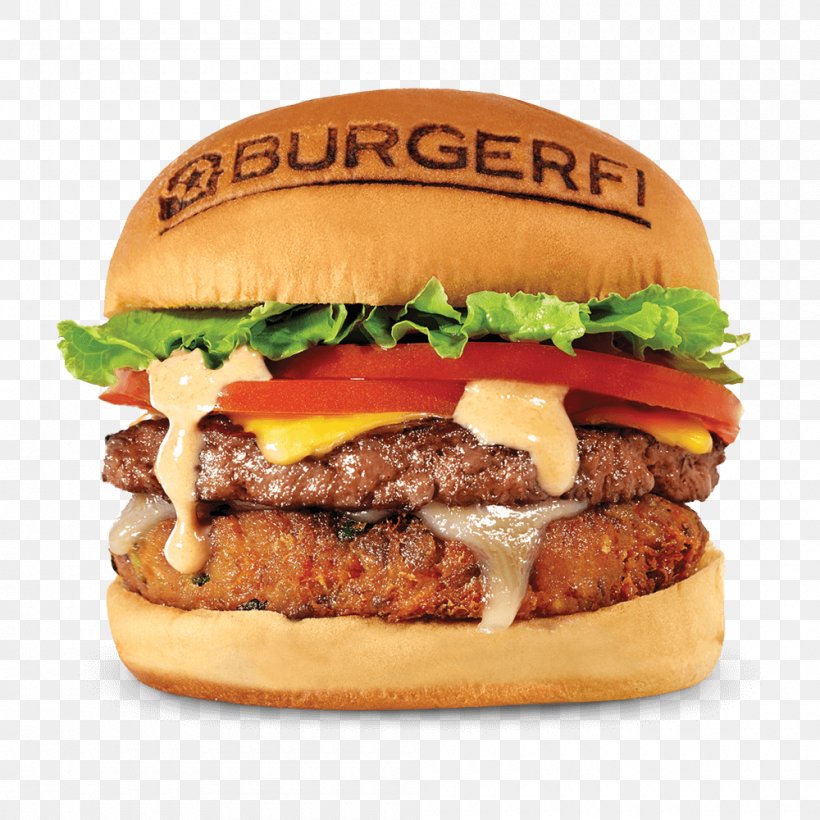 Hamburger Cheeseburger Veggie Burger BurgerFi Restaurant, PNG, 1000x1000px, Hamburger, American Food, Breakfast Sandwich, Buffalo Burger, Burgerfi Download Free