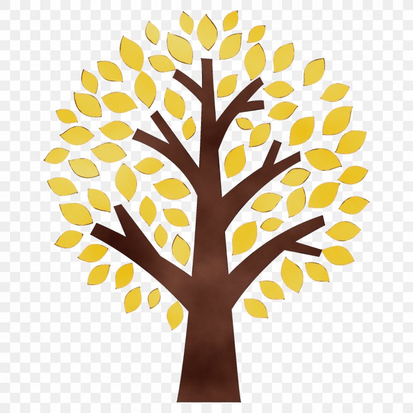 Leaf Tree Yellow Woody Plant Line, PNG, 1200x1200px, Watercolor, Branch, Leaf, Paint, Plant Download Free