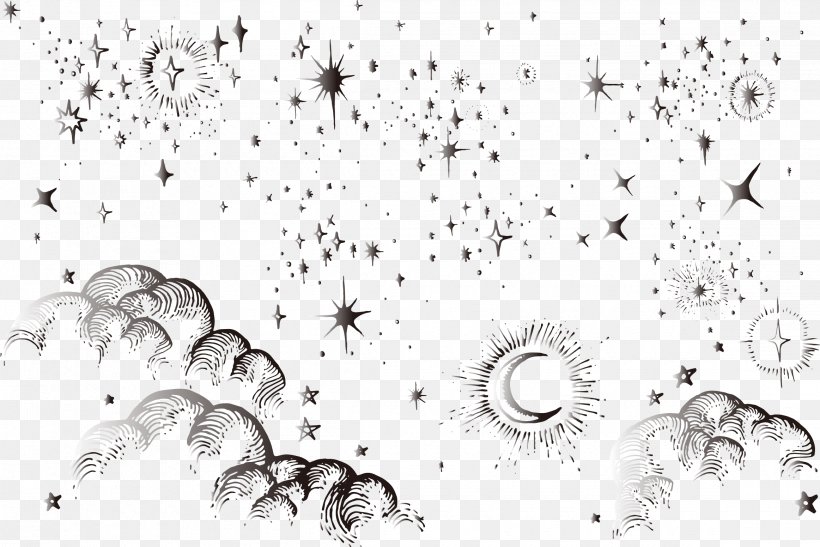 Moon Graphic Design Drawing, PNG, 2325x1551px, Moon, Black And White, Cloud, Designer, Drawing Download Free