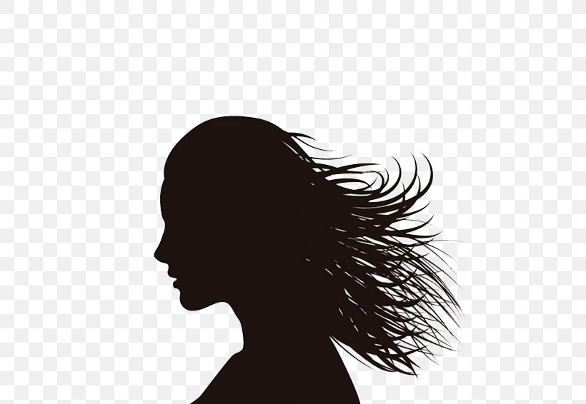 Silhouette Woman Female Drawing, PNG, 600x566px, Silhouette, Black And White, Black Hair, Drawing, Female Download Free