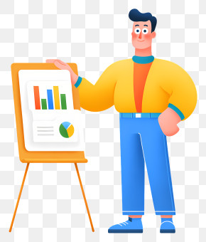 Business Presenter With Chart PNG