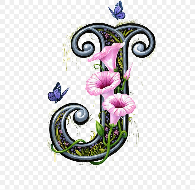 Letter J Initial Calligraphy, PNG, 600x802px, Letter, Alphabet, Art, Butterfly, Calligraphy Download Free