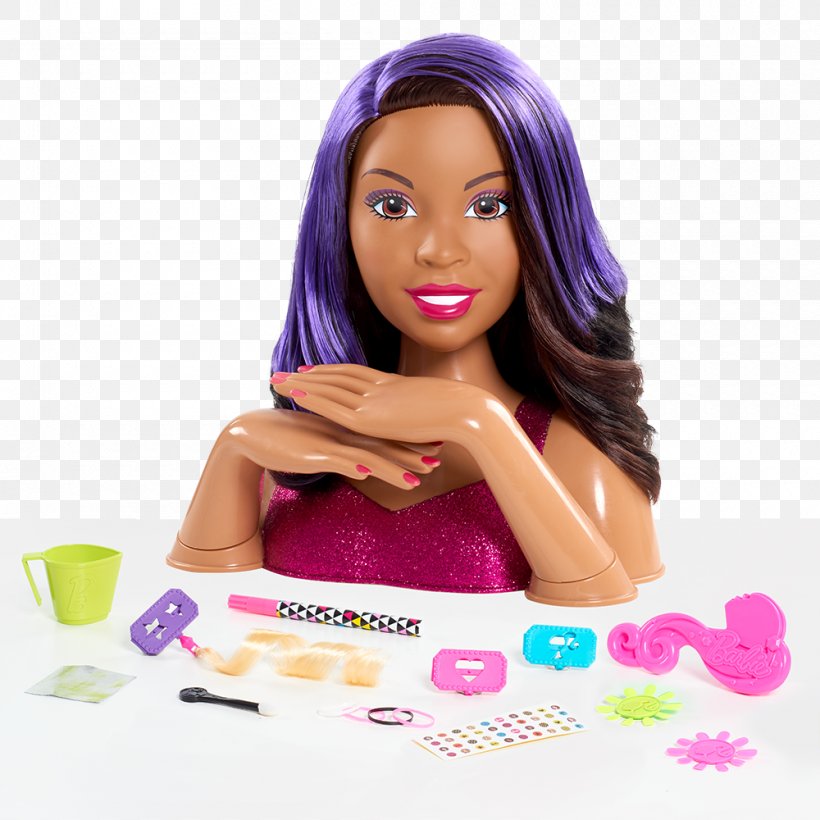 Barbie Deluxe Stylin' Head Barbie Flip & Reveal Deluxe Styling Head Doll Barbie Pet Set, PNG, 1000x1000px, Doll, Barbie, Barbie Glitz Doll, Barbie Pet Set, Brown Hair Download Free