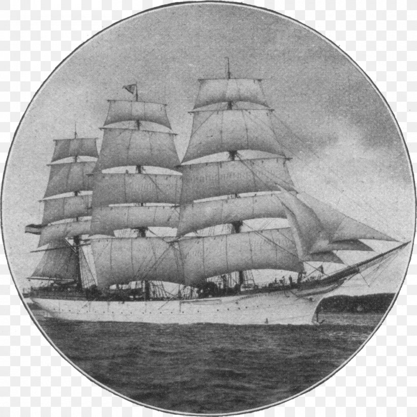 Barque Duchesse Anne Windjammer Brigantine Ship, PNG, 1000x1000px, Barque, Baltimore Clipper, Black And White, Brig, Brigantine Download Free