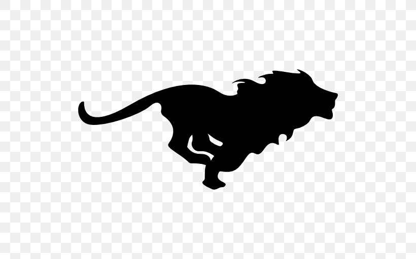 Running Lion Clip Art, PNG, 512x512px, Lion, Big Cats, Black, Black And White, Carnivoran Download Free