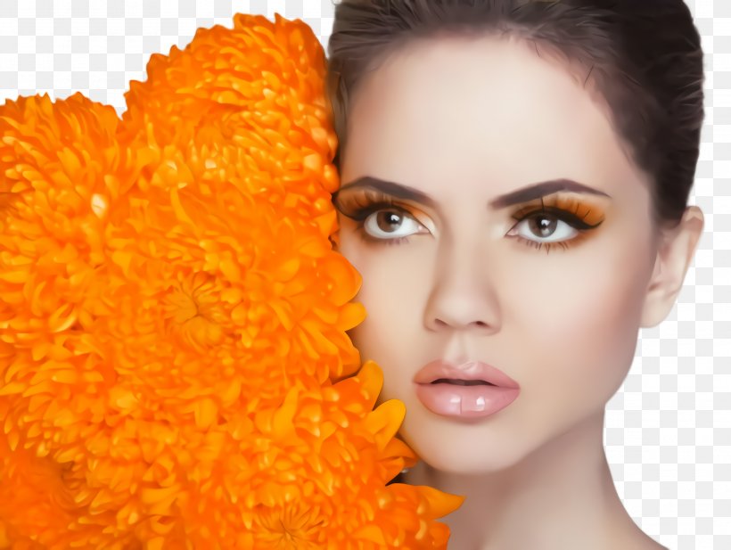 Orange, PNG, 2304x1736px, Hair, Beauty, Cheek, Eye, Face Download Free